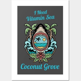 I Need Vitamin Sea Coconut Grove Shark Posters and Art